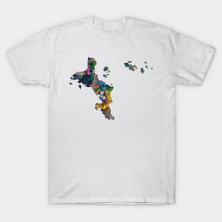 Spirograph Patterned Seychelles Islands Map T-Shirt